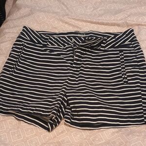 a.n.a Navy and White Striped Bermuda Shorts